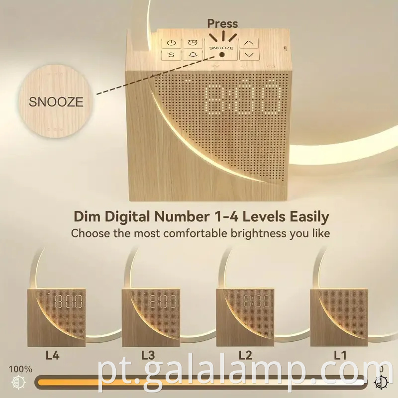 Alarmes do nascer do sol com 10 sons de ruído branco para lâmpada de sono profundo